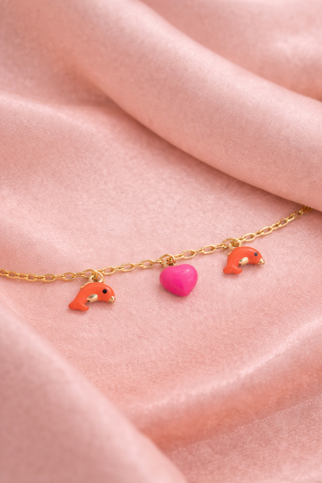 Dolphin & Heart Charm Bracelet