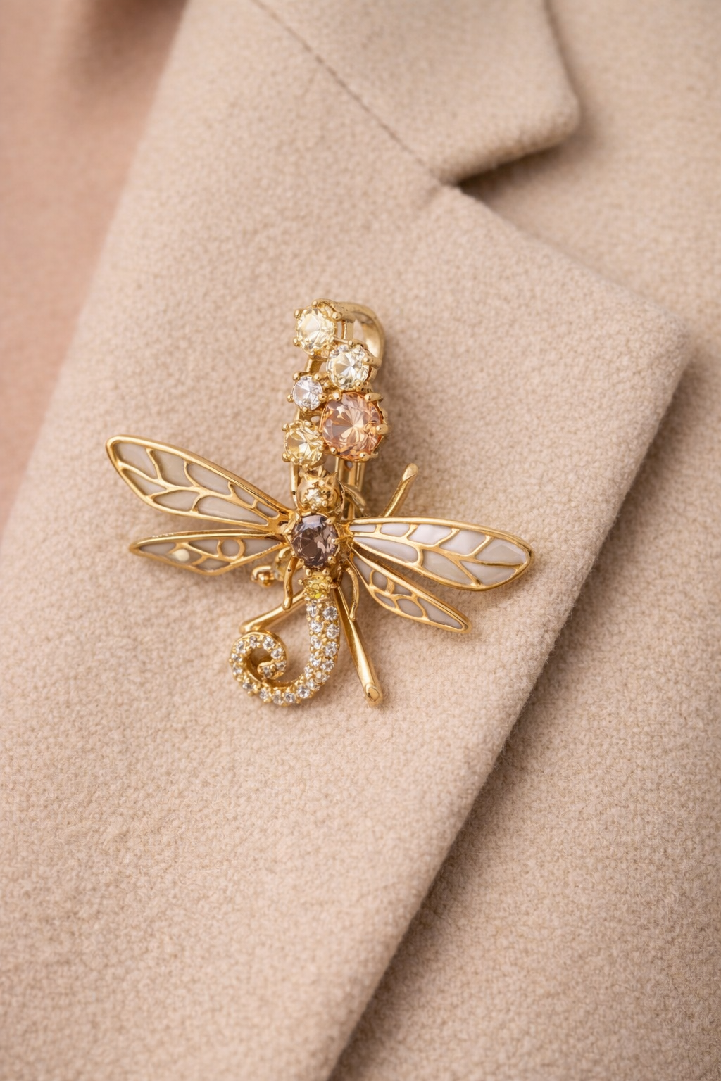 Dragonfly Crystal Brooch
