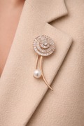 Pearl Halo Drop Brooch