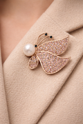 Pink Butterfly Pearl Brooch