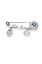 Evil Eye Multi Charm Statement Pin
