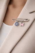 Evil Eye Butterfly Charm Pin