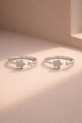 Dual Star Minimal Toe Ring Silver