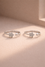 Dual Star Minimal Toe Ring Silver