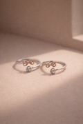 Bow Heart Charm Toe Ring Silver