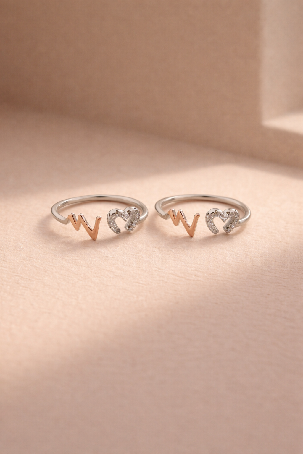 Initial Heart Duo Toe Ring Silver