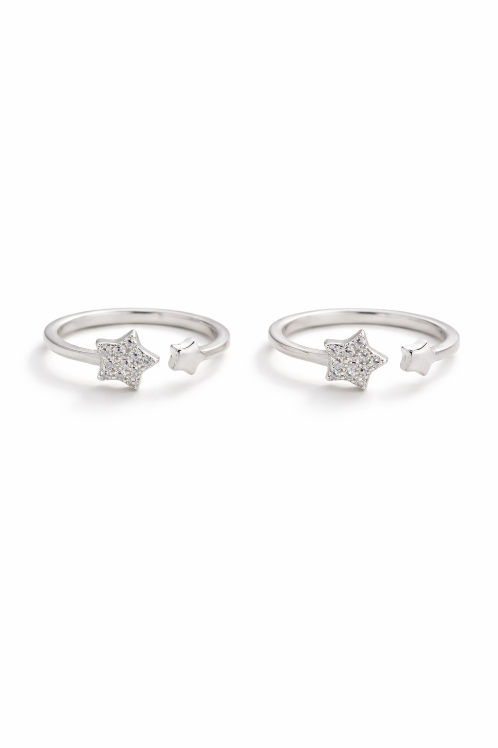 Dual Star Minimal Toe Ring Silver