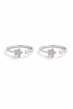 Dual Star Minimal Toe Ring Silver