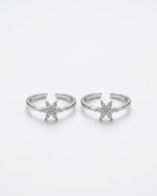 Floral Star Toe Ring Silver