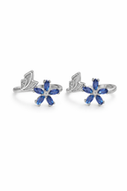 Blue Bloom Statement Toe Ring Silver
