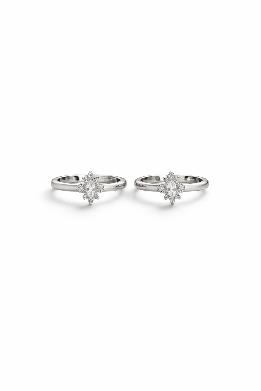 Marquise Cluster Toe Ring Silver