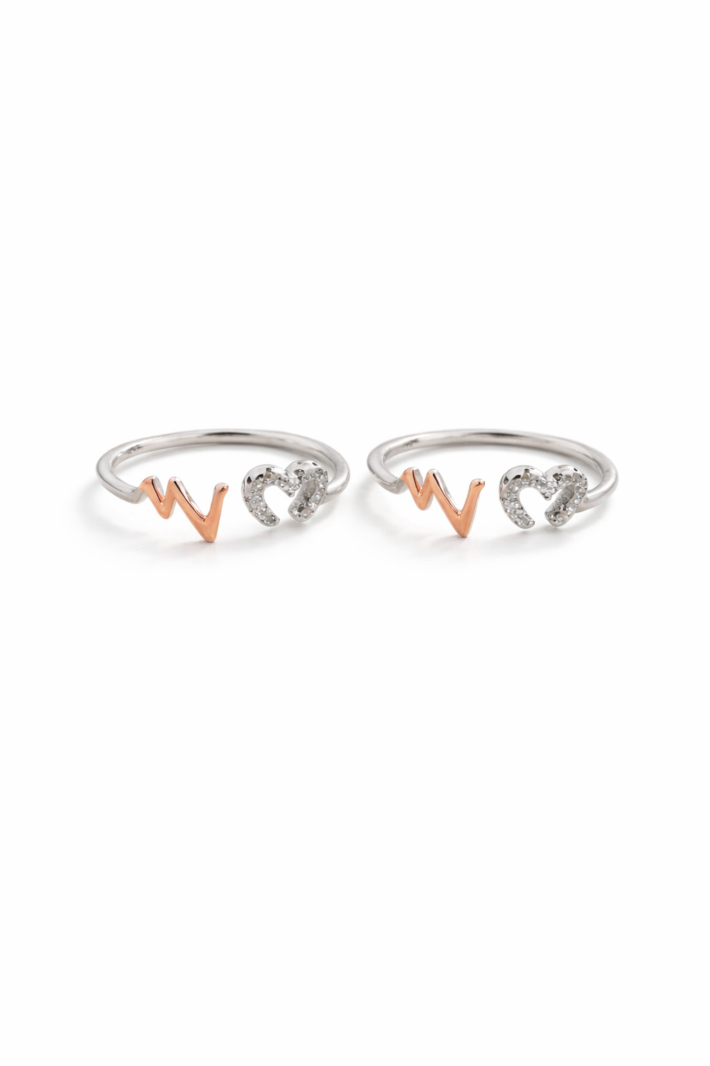 Initial Heart Duo Toe Ring Silver