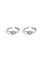 Emerald Bar Cluster Toe Ring Silver