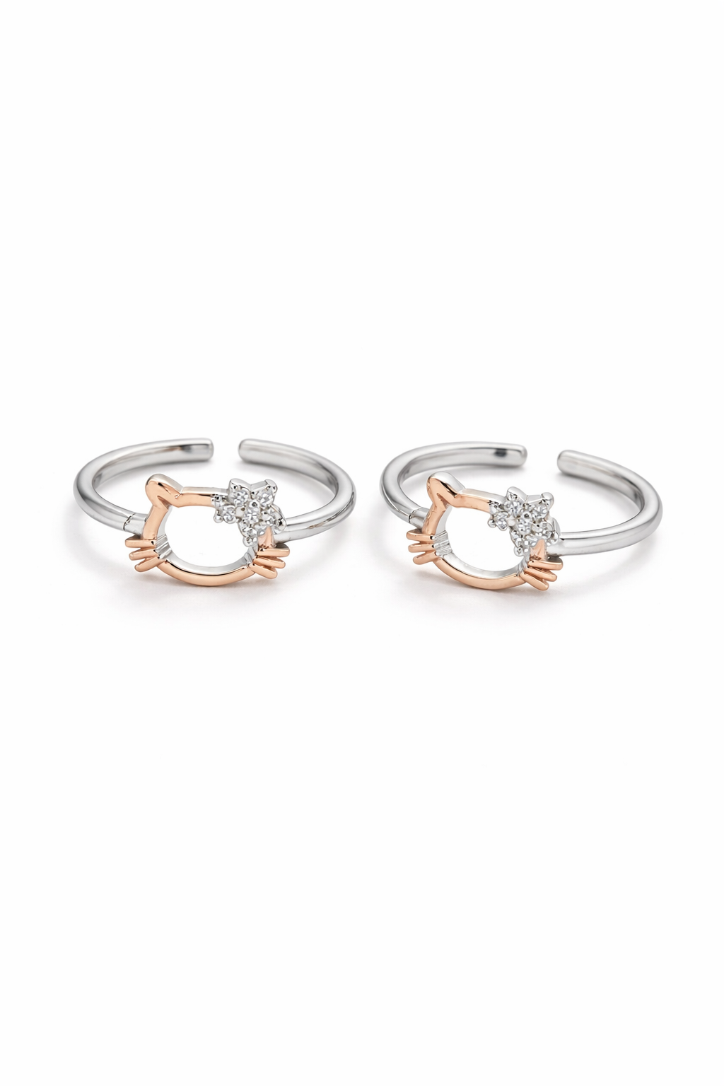Kitty Charm Toe Ring Silver