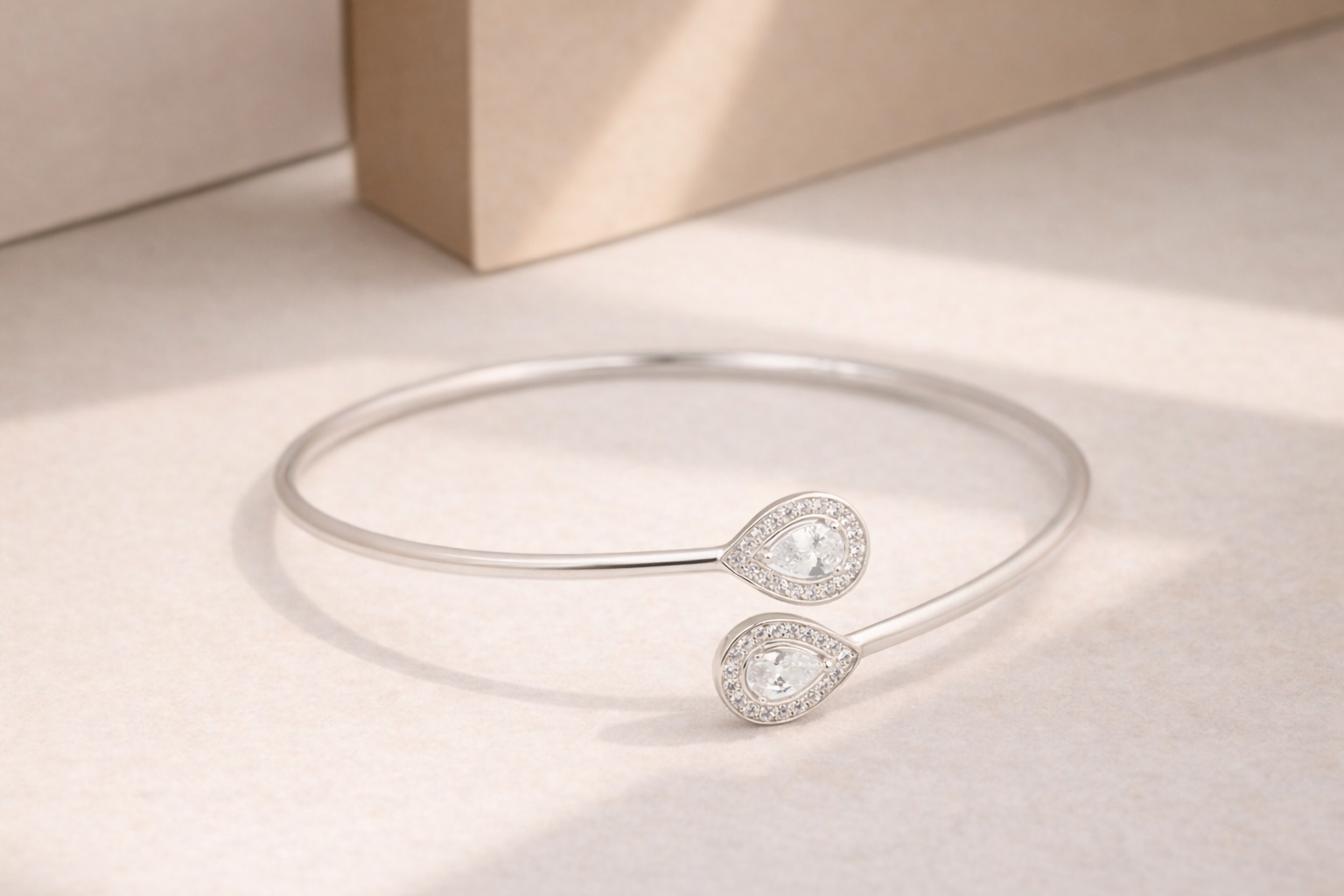 Tear Drop CZ Open Bangle