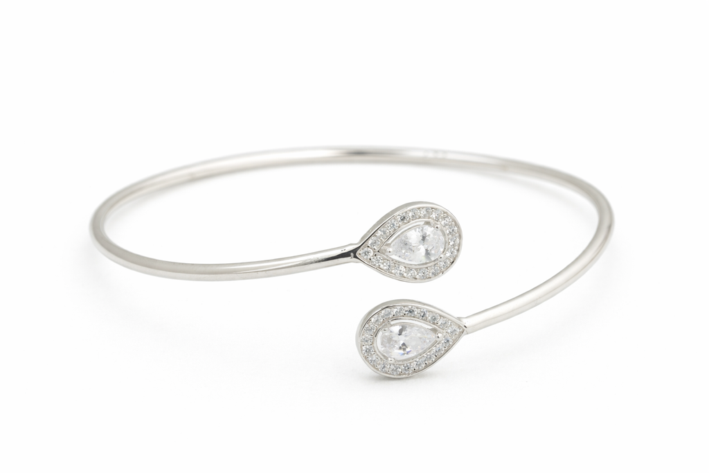Tear Drop CZ Open Bangle