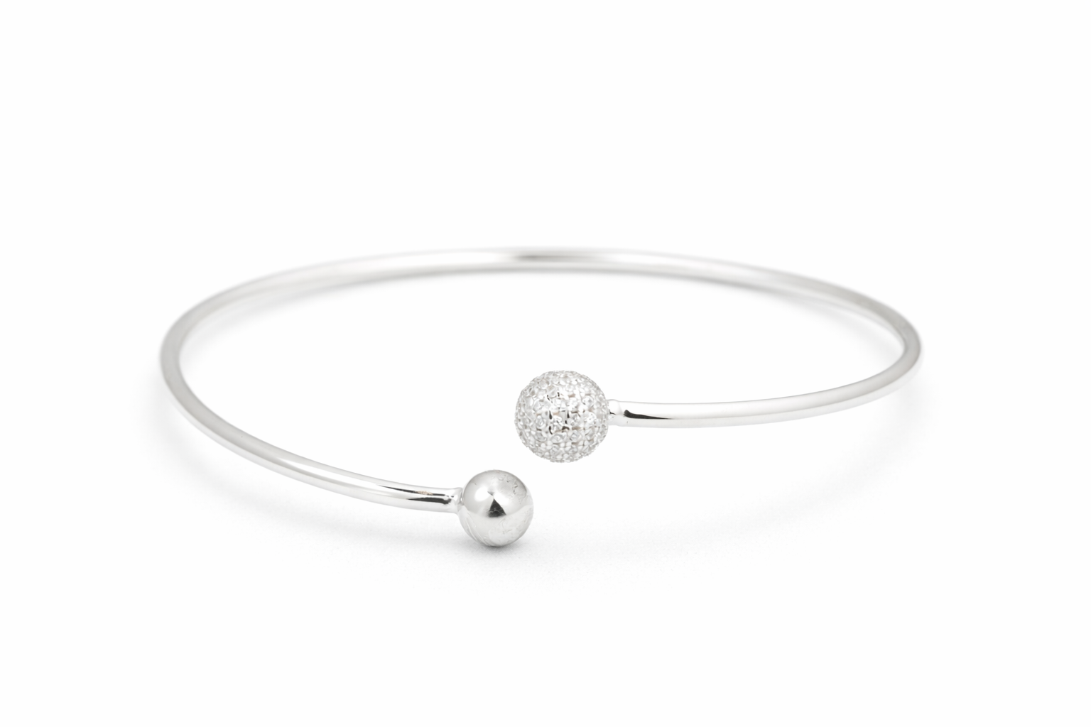 Dual Ball Silver Bangle