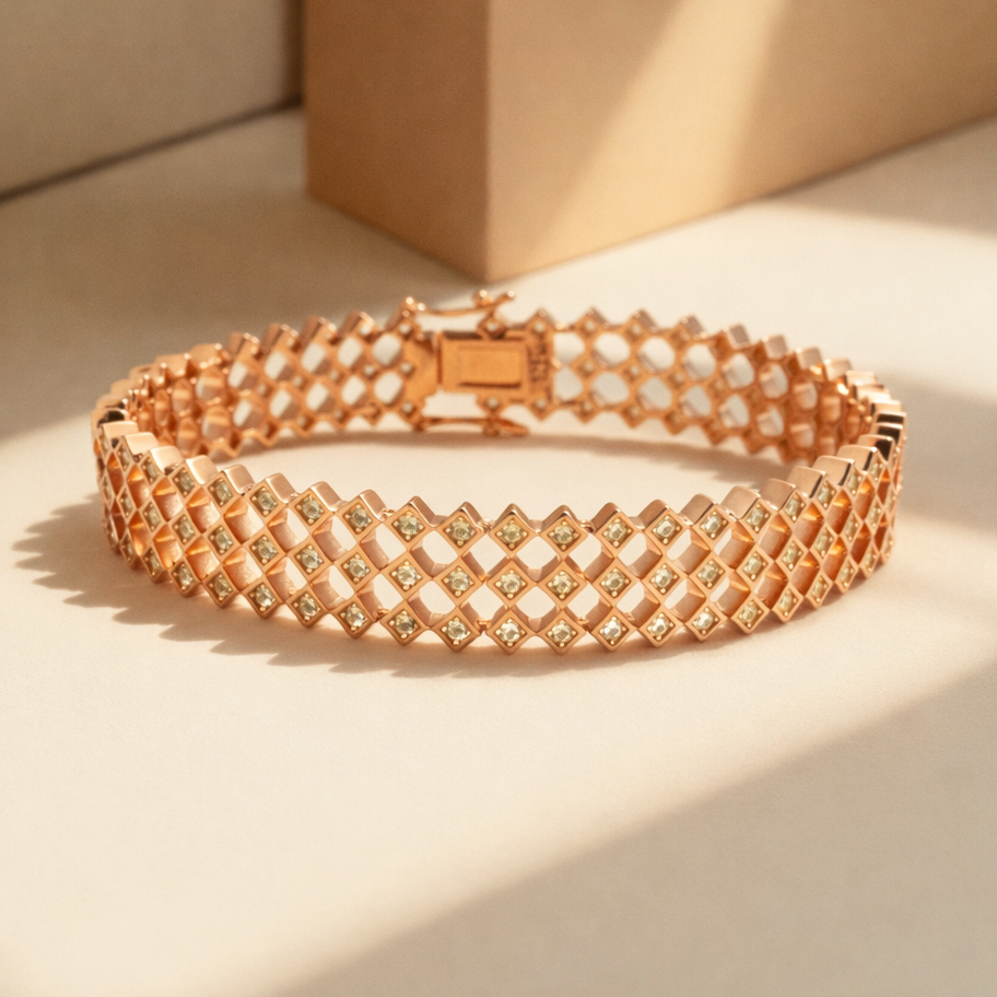 Mesh Pattern CZ Bracelet