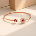Ruby Halo Open Cuff Bracelet