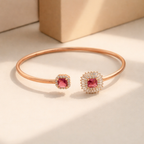 Ruby Dual Stone Open Bangle