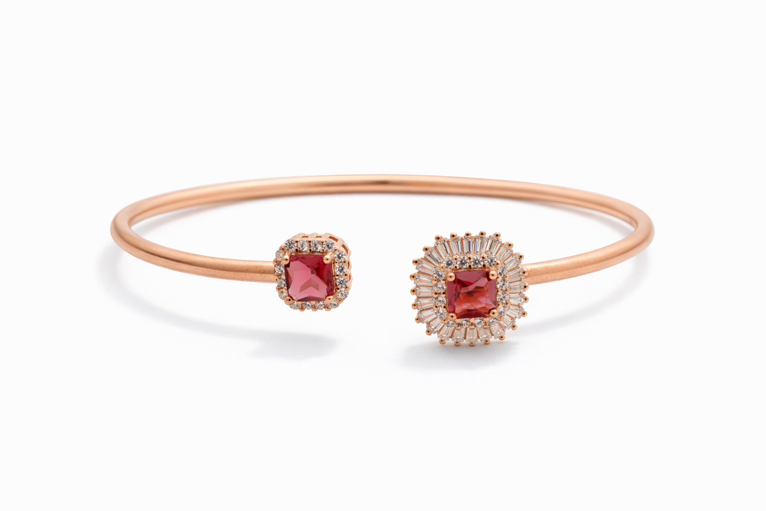 Ruby Halo Open Cuff Bracelet