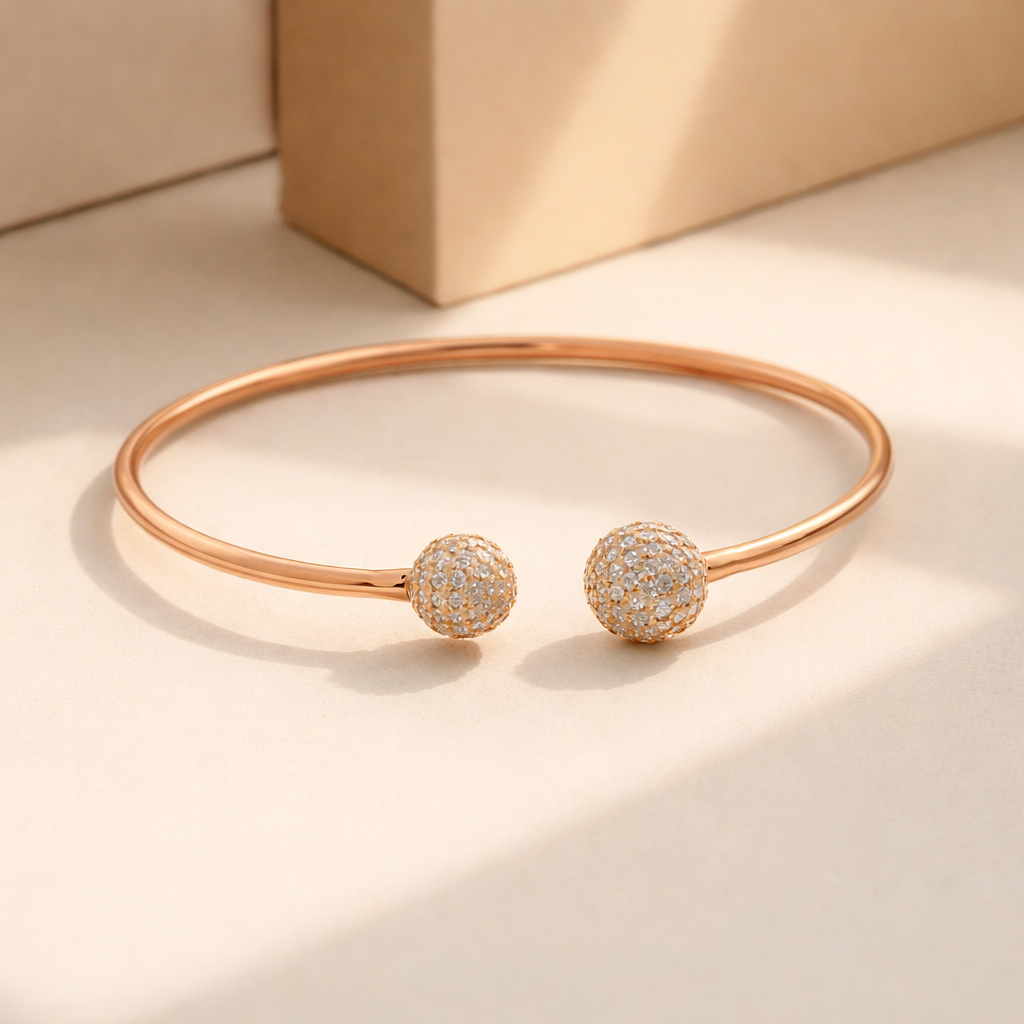 Crystal Sphere Open Cuff Bracelet