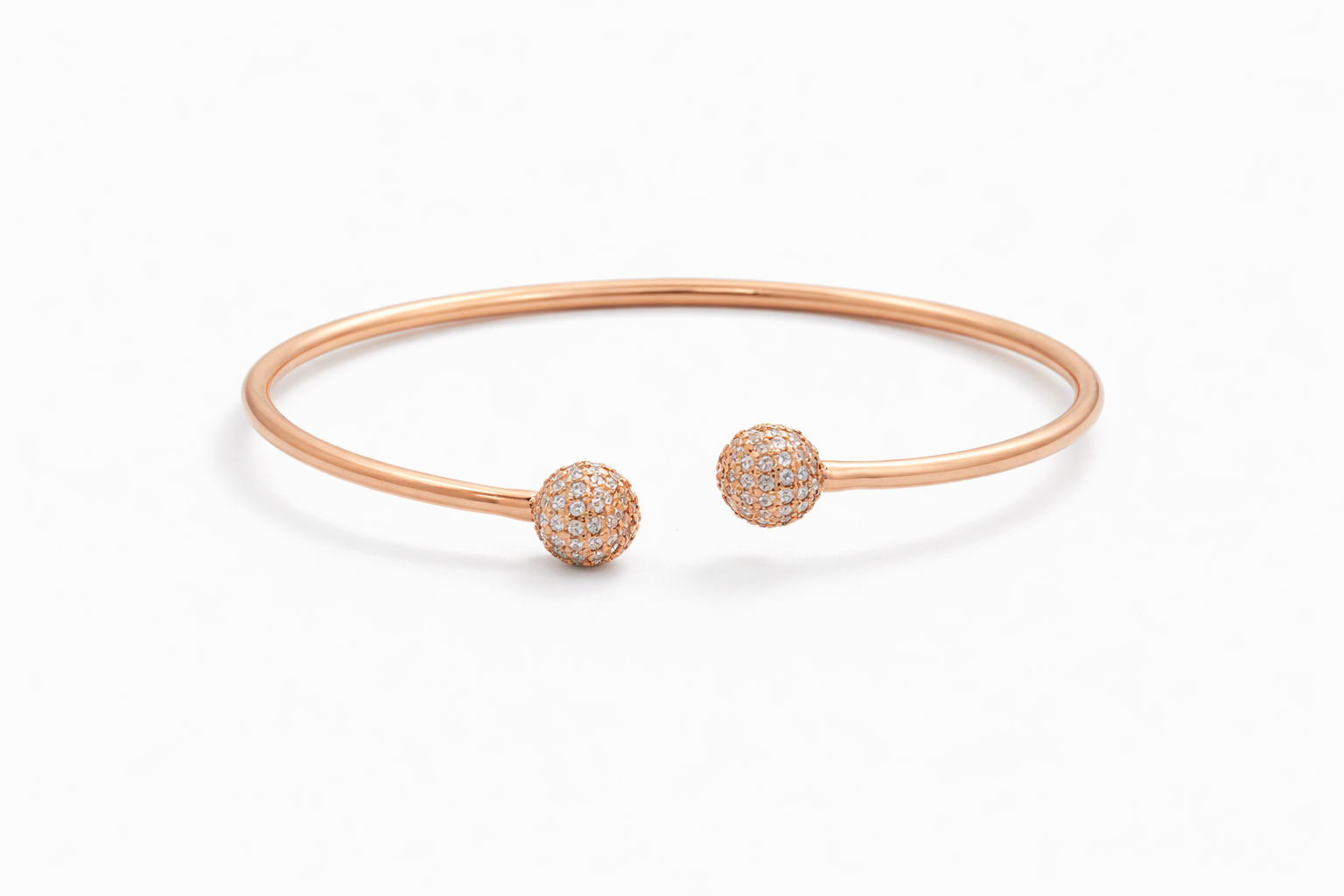 Crystal Sphere Open Cuff Bracelet