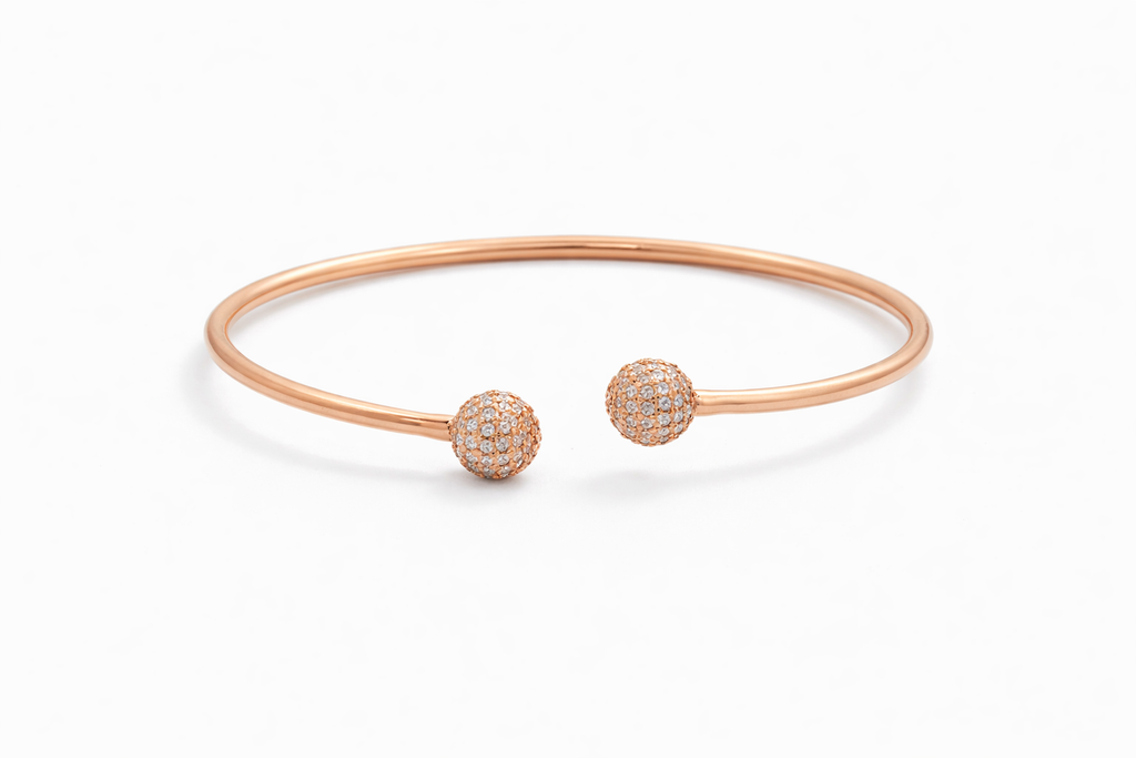 Dual Ball CZ Open Bangle