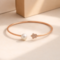 Floral Pearl Open Bangle