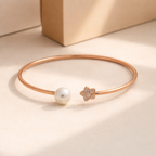 Floral Pearl Silver Bangle