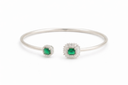 Dual Stone Emerald Open Bangle