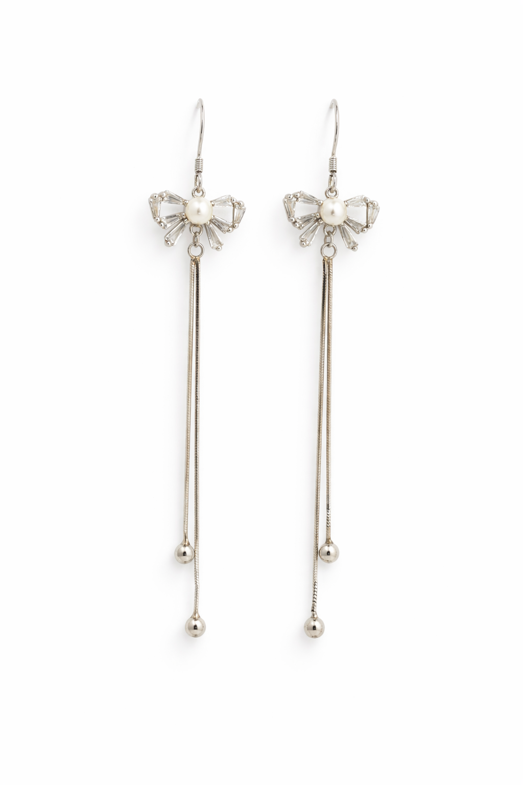Bow Pearl Tassel Earrings