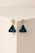 Teal Crystal Triangle Drop Earrings
