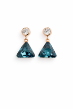 Teal Crystal Triangle Drop Earrings