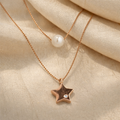 Layered Star & Pearl Pendant Necklace