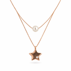 Layered Star & Pearl Pendant Necklace