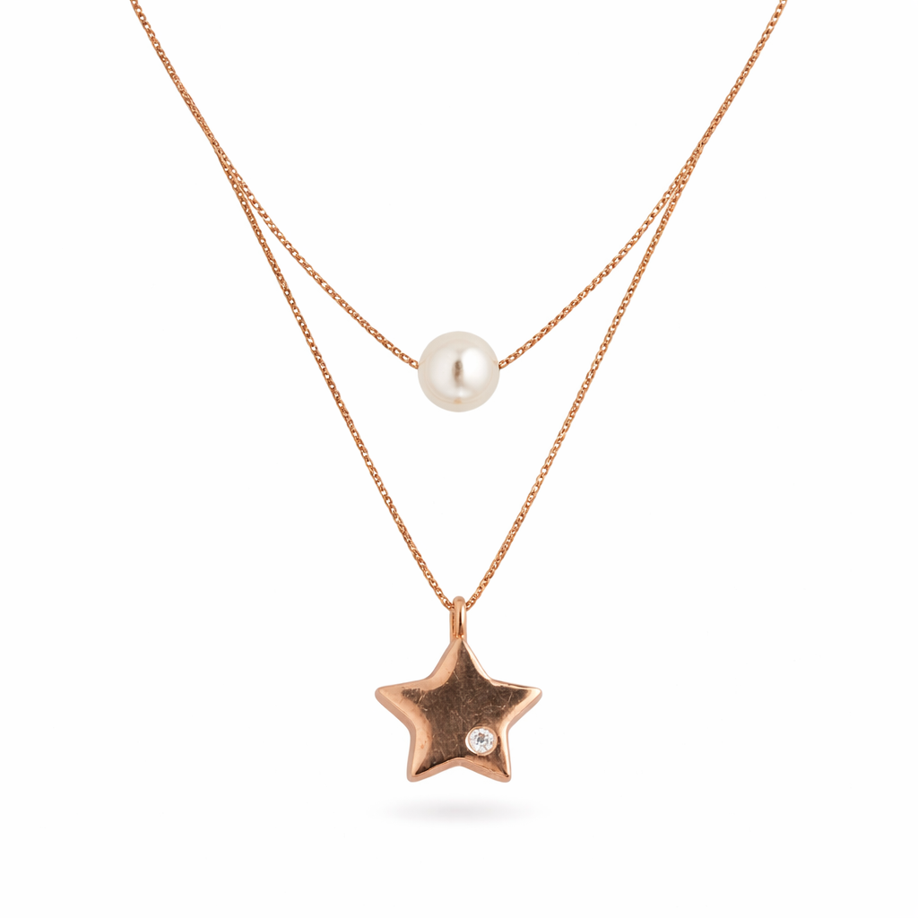 Layered Star & Pearl Pendant Necklace