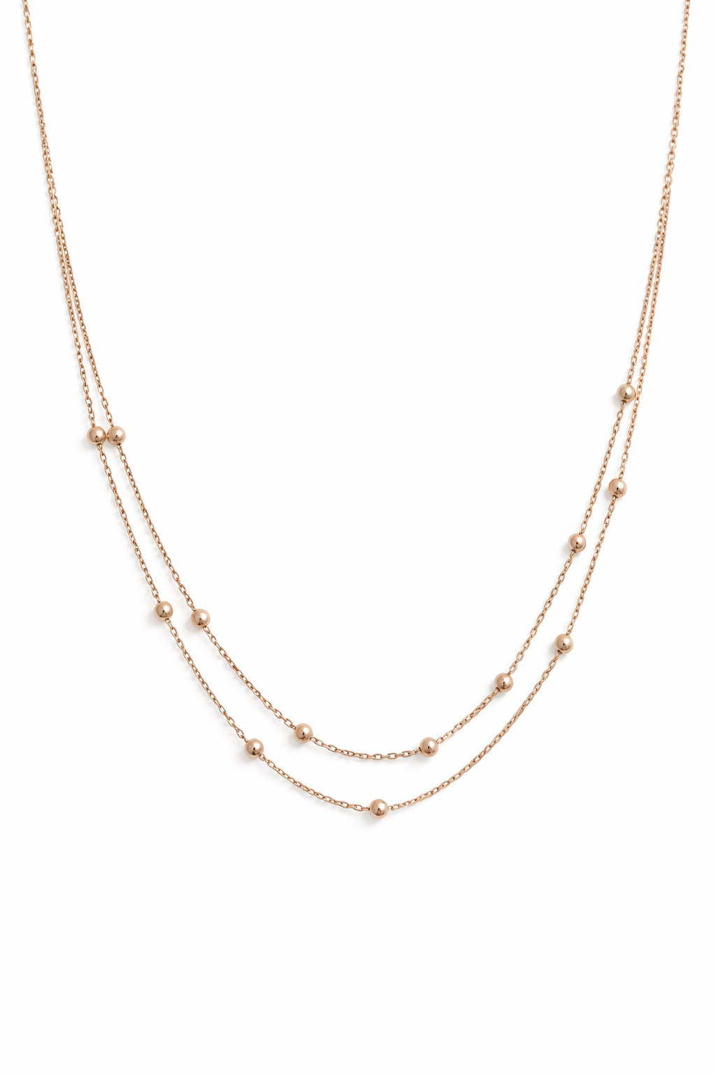 Layered Gold Bead Chain Necklace