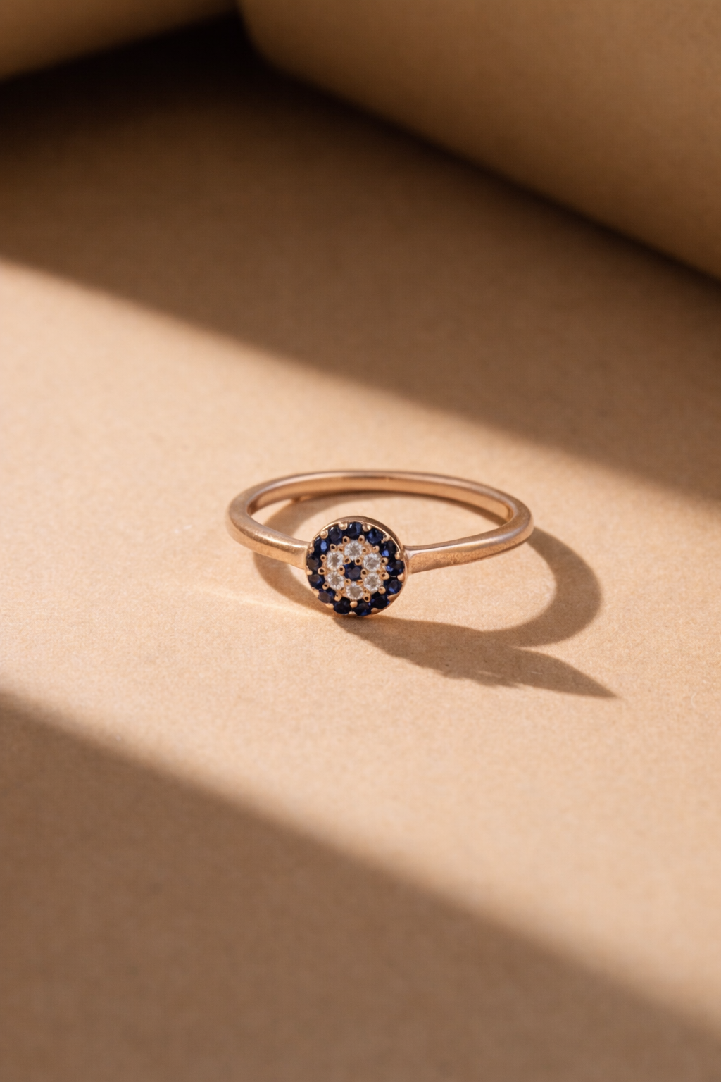 Evil Eye Sapphire Halo Ring
