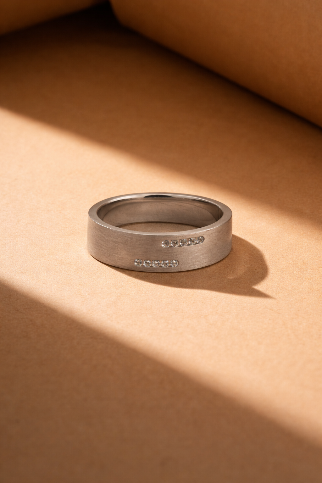 Minimal Crystal Bar Sterling Silver Ring