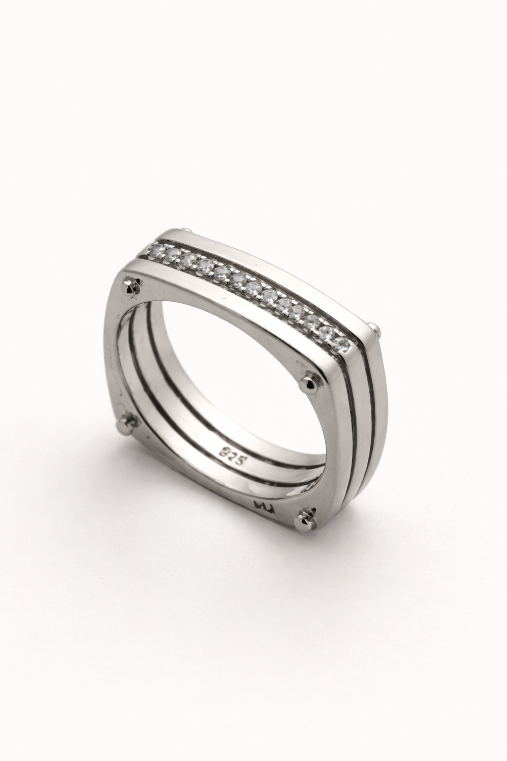 Modern Crystal Bar Statement Ring