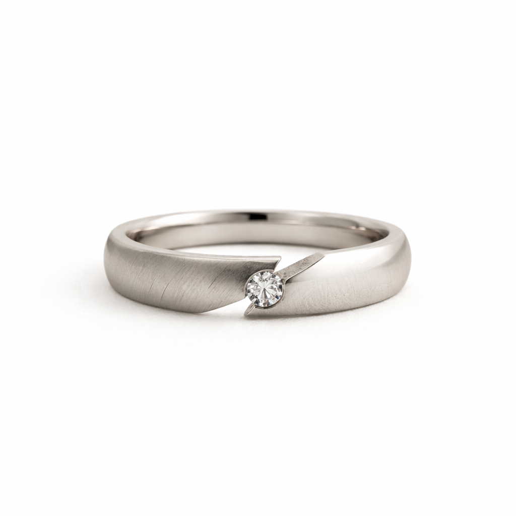 Minimal Twist Solitaire Sterling Silver Ring