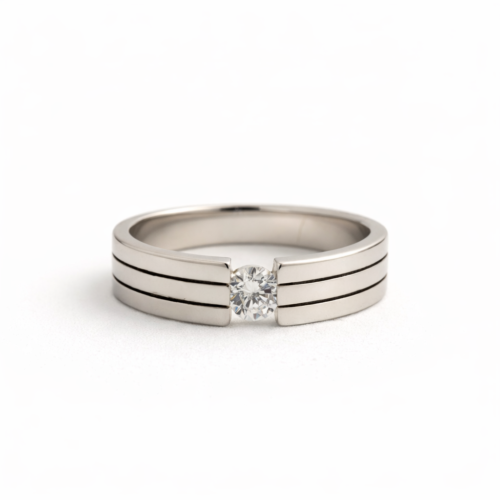 Dual Line Silver Band