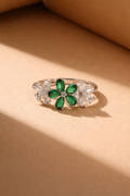 Green Floral Cluster Ring