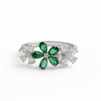 Green Floral Cluster Ring