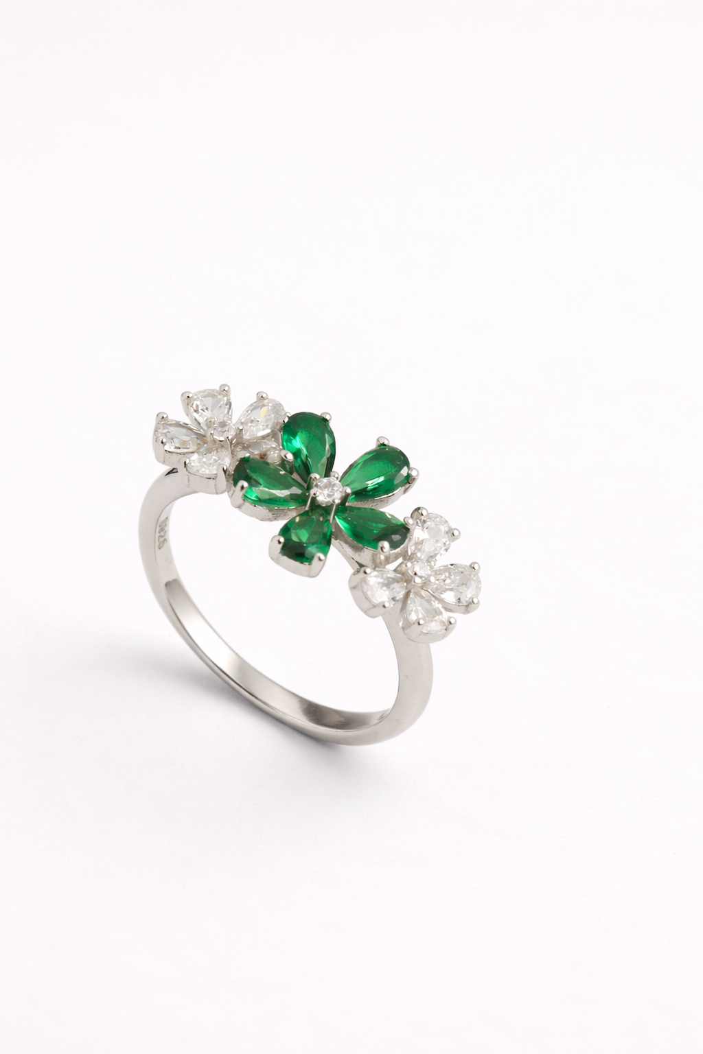 Green Floral Cluster Ring