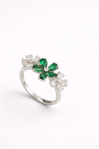 Green Floral Cluster Ring