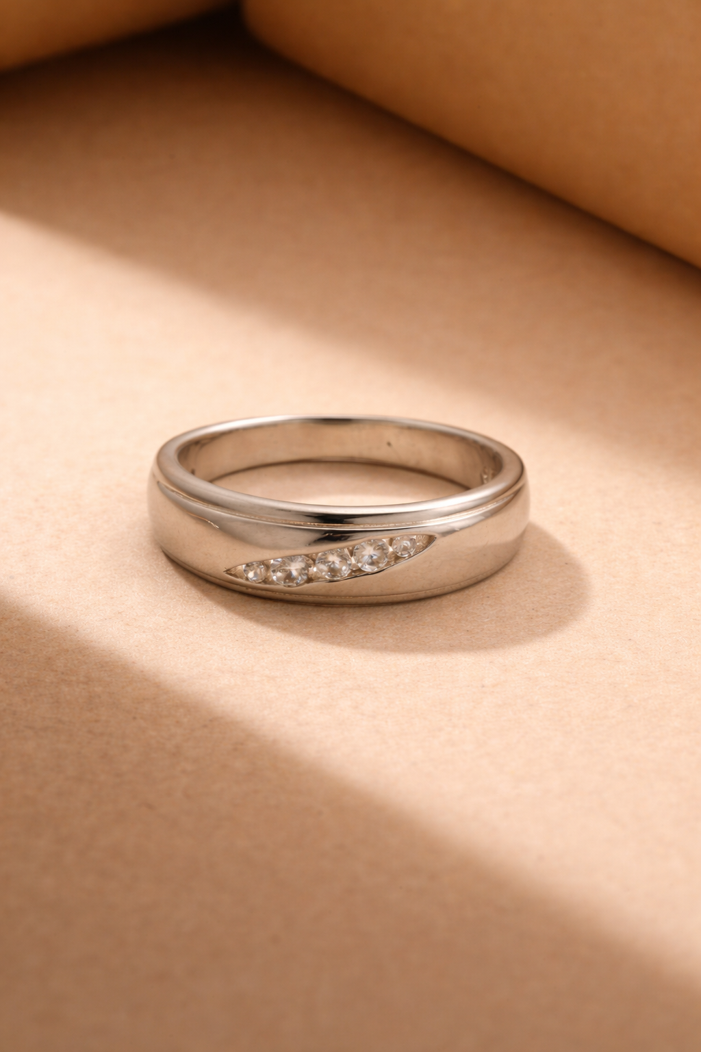 Sleek Channel Zircon Band