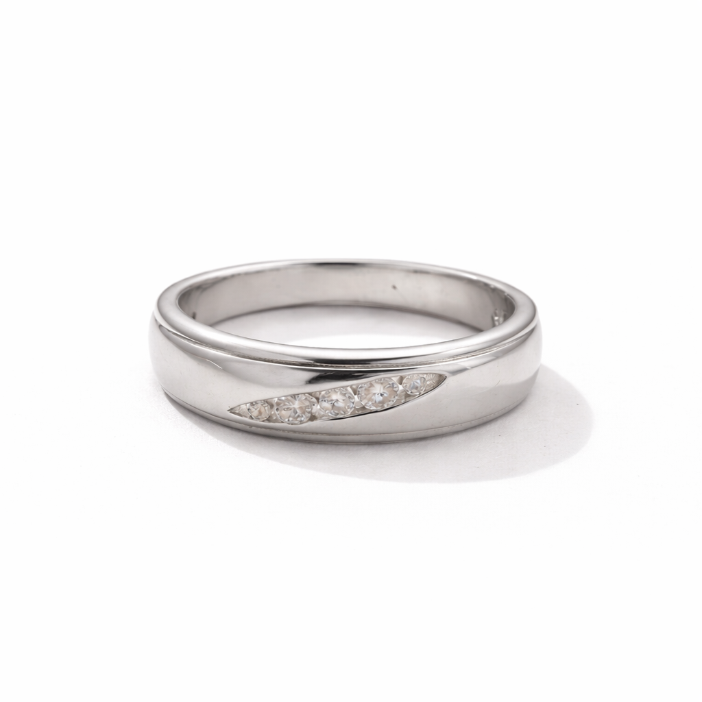 Sleek Channel Zircon Band