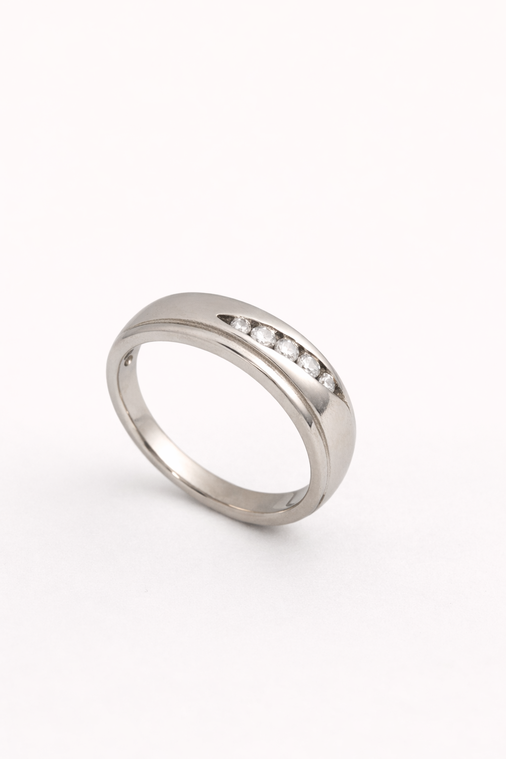 Sleek Channel Zircon Band